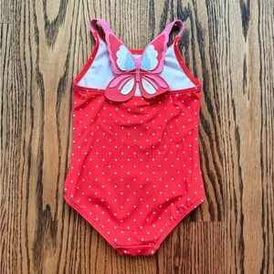 Mini Boden Red Polka Dot One Piece with Butterfly Accent
